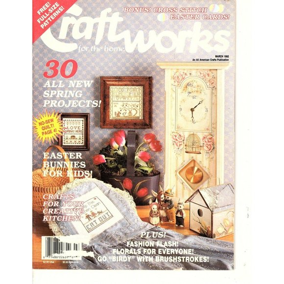 Craft Works for the Home Magazine March 1992 Knit, Cross Stitch, Painting - Picture 1 of 8